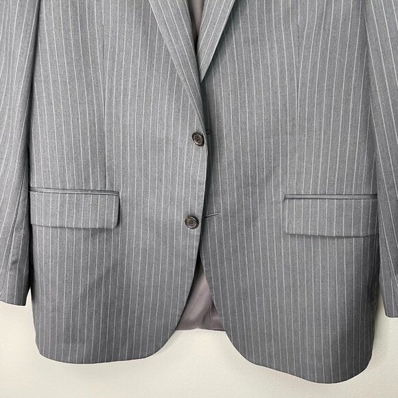 Lauren Ralph Lauren Sport Coat Mens 42R Stripe Gray Blazer Suit Jacket 100% Wool - Picture 3 of 11